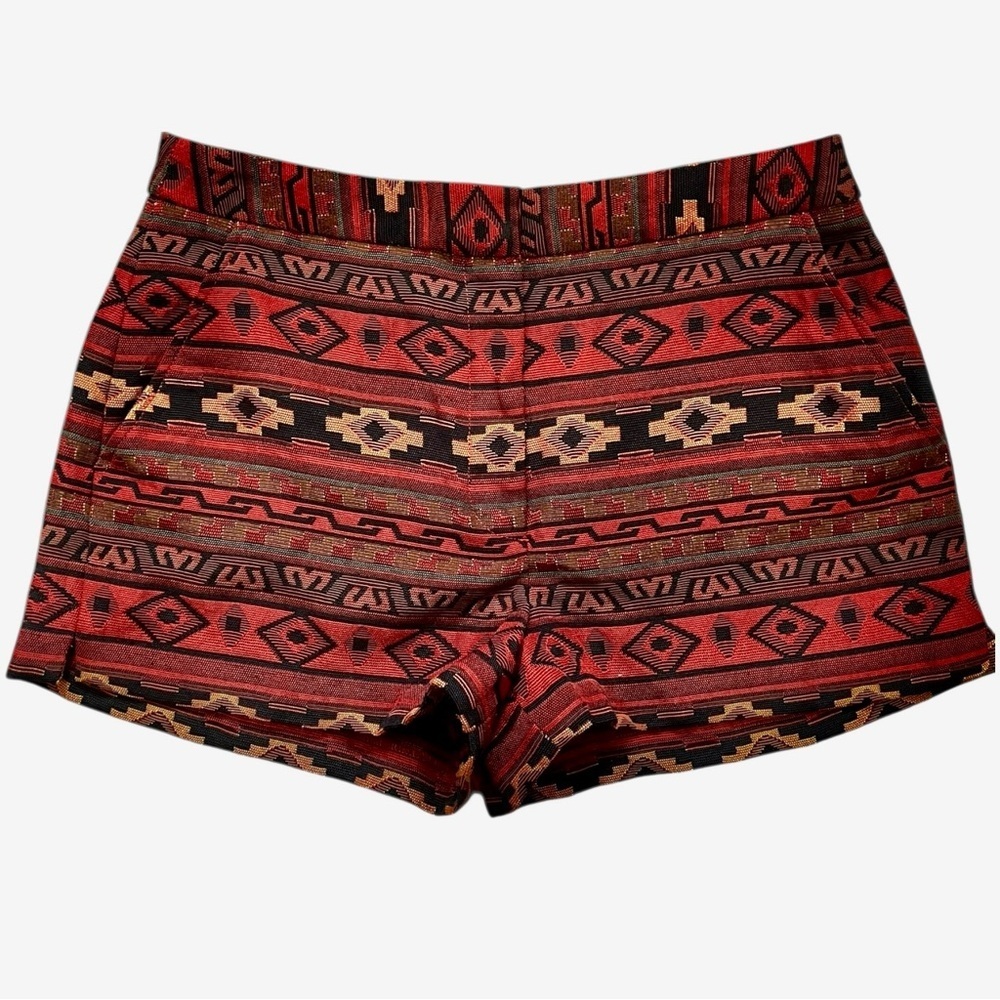 BCBGeneration Red and Black Tribal High Waist Shorts Like New 10 - Picture 1 of 6